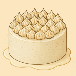 Bizcocho suave de tres leches con cobertura de merengue.